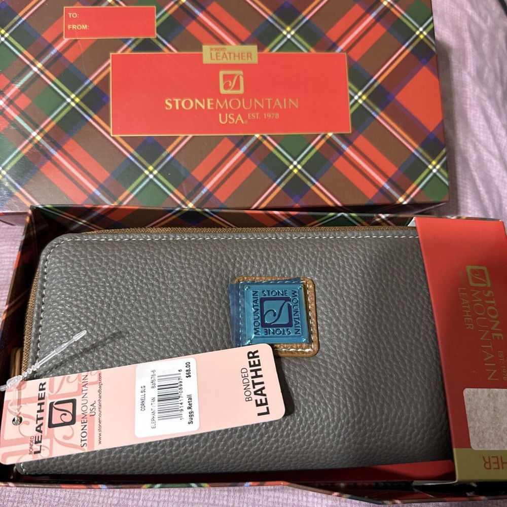 Stone Mountain bonded Leather NWT MSRP $68 Elephant Tan